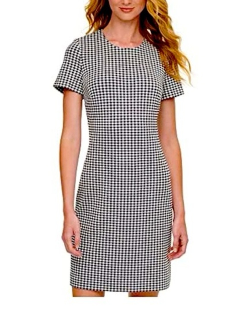 Calvin Klein Black White Gingham Shift Dress Womens Size 2